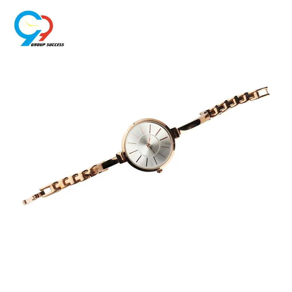 Slim chain band 12mm extra links ladies watches IPRG jewelry wristwatch