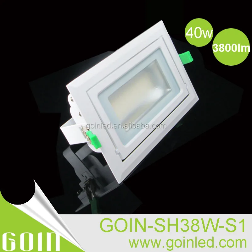 
Ip44 rectangular shape gimbal led down lights 30w 40w 50w 60w hotel,shop,commerical grille recessed downlight 