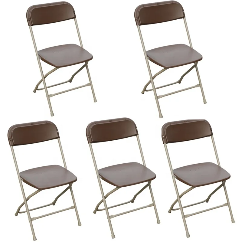 5-Pack Hot Sale Brown Plastic Folding Chair Outdoor Use Perfect for Any Indoor and Outdoor Events like Banquet Wedding Party
