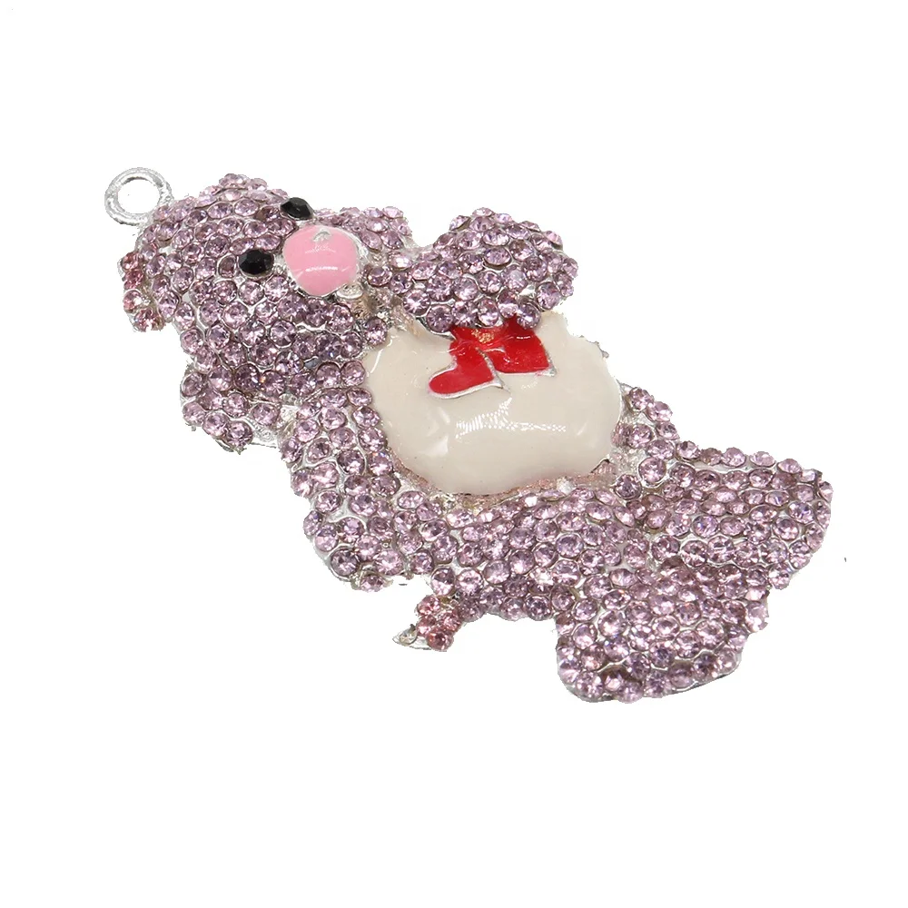Cute Cartoon Character Crystal Bear Pendant Rhinestone Crystal Animal Charm Pendants For Necklace