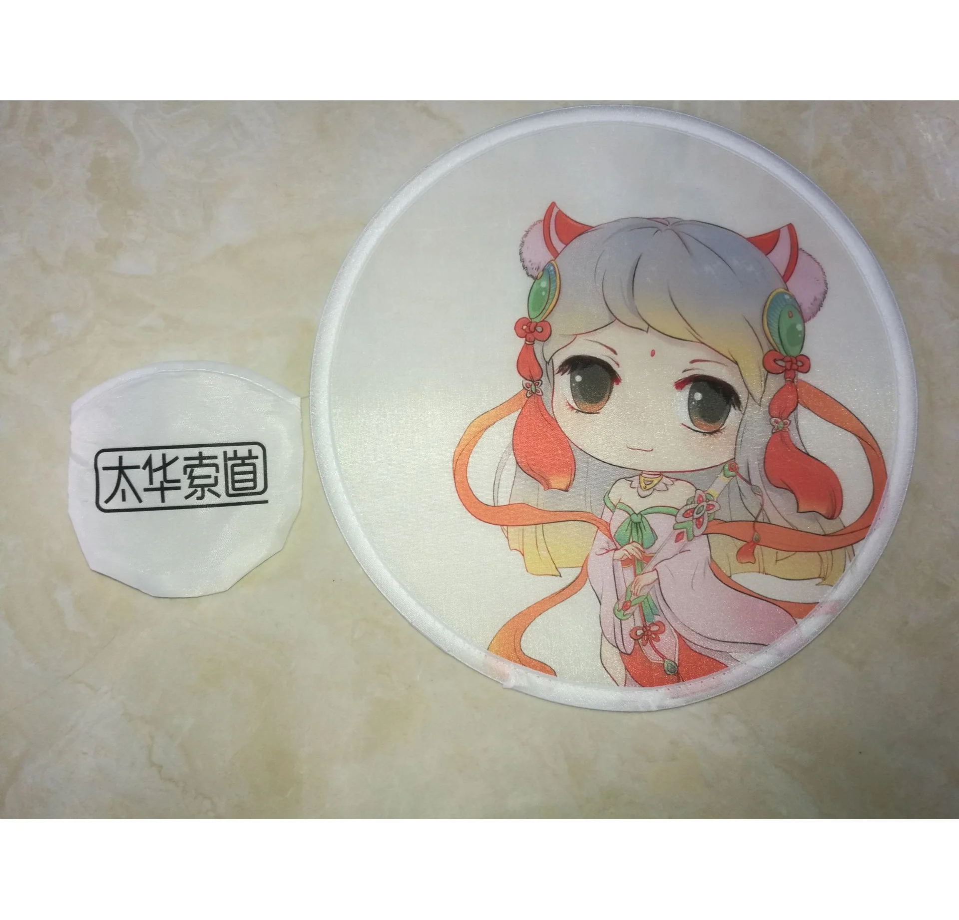 
white round blank sublimation printing folding fan 