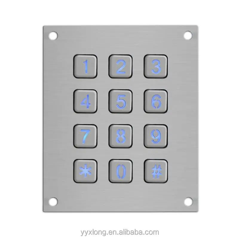 Прочный ip65 3x4 usb металла со светодиодной подсветкой клавиатуры плоским usb клавиатура мини-qwerty клавиатура