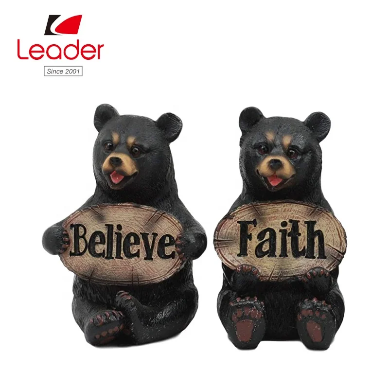 Home Table Decorative Polyresin Black Bear Squirrel and Turtle Friendship Tale Figurine