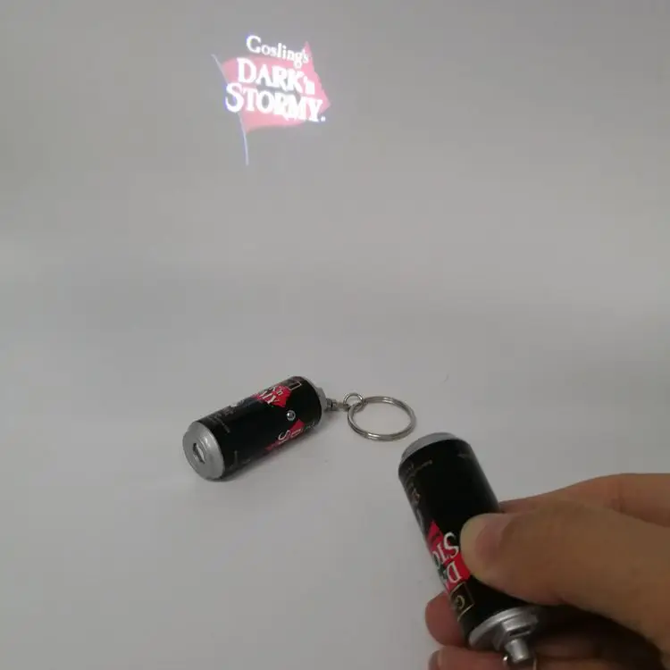 Promotional Gift Custom Logo Mini LED Projection Keychain Flashlight Can Shape Design LED Projector Keychain