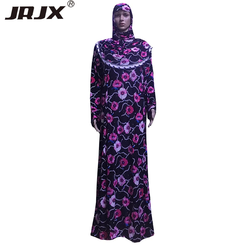 
Wholesale Flower Printed Muslim Dress Fashion Colorful Abaya 