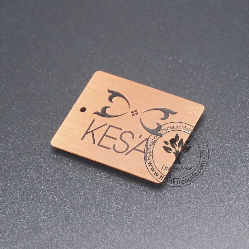 small custom rose gold color brass custom made jewelry tags