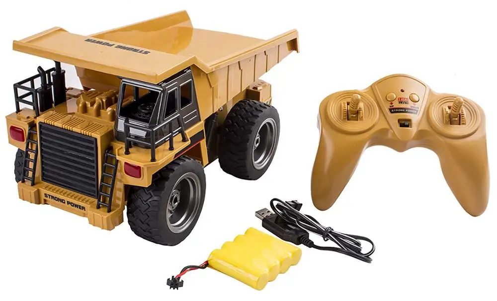6 Channel Electric RC Remote Control Full Functional Dump Truck Toy for Kids with Lights and Metal Die-Cast Front