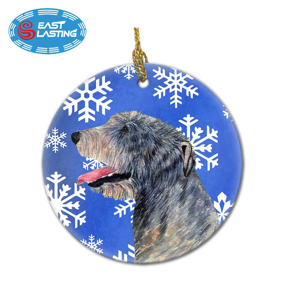 
Pet animal decal round flat ceramic hanging ornaments for Christmas decoration 