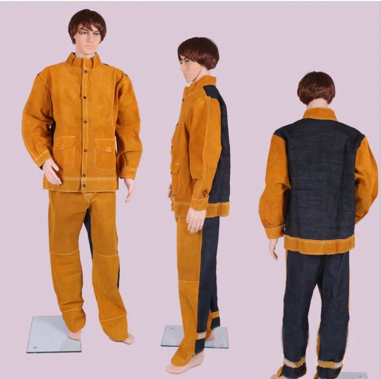 Cow leather welder protective clothing wear resistance and high temperature welding suit