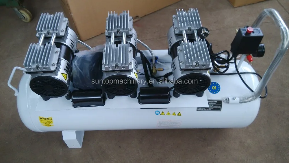 100L 0.55KW 0.75*3HP 180L/Min 8bar portable oilless air compressor