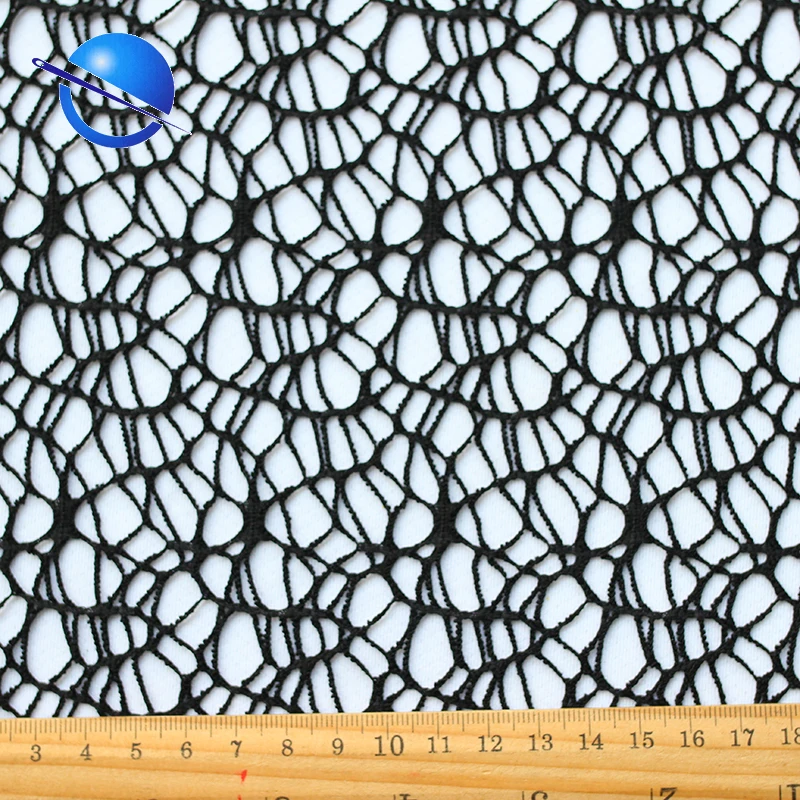 Wholesale stocklot decoration spider net mesh fabric for fashion wear garment  in weft jacquard knitted fabric