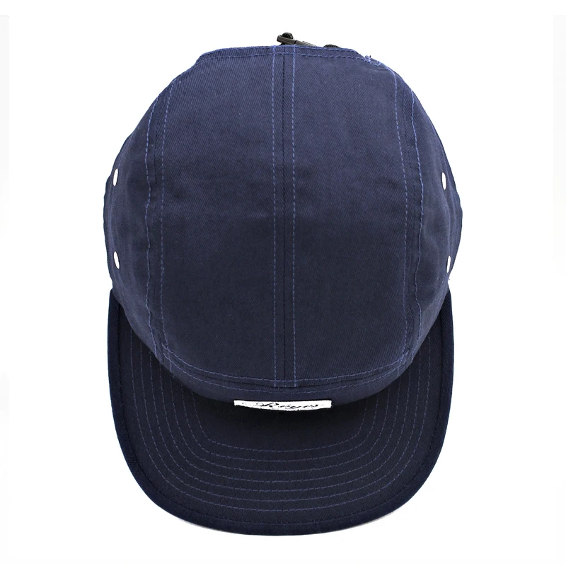 Wholesale Custom Five Panel Navy Blue Private Label Logo Camp Cap Nylon 5 Panel Cap