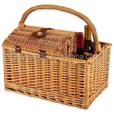 wholesale wicker picnic basket with wine bottle holder