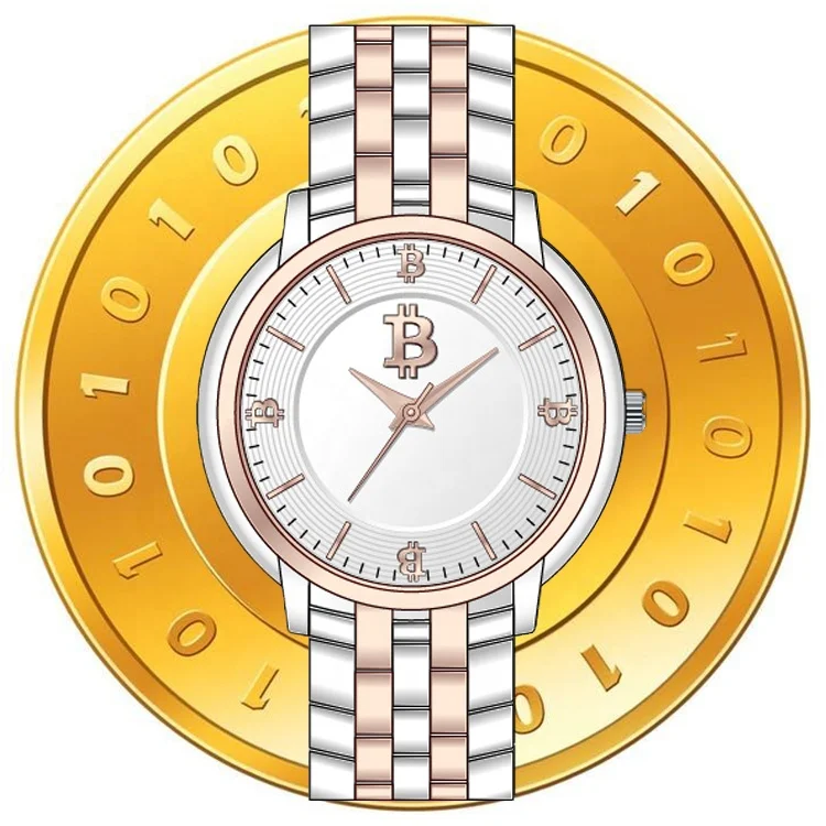 Factory custom your logo Bitcoin reloj gold watch for men