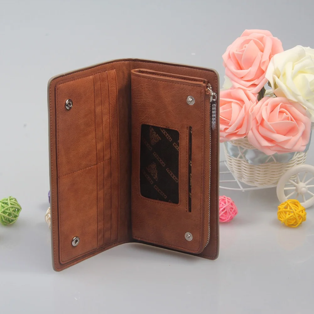 Vintage Genuine Leather RFID Blocking Long Wallets Bifold Wallet For Men