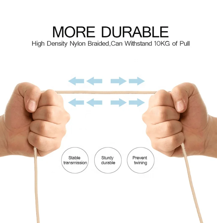 
Blue Color Android Charger Micro USB Data Cable Fast Charging Cable 