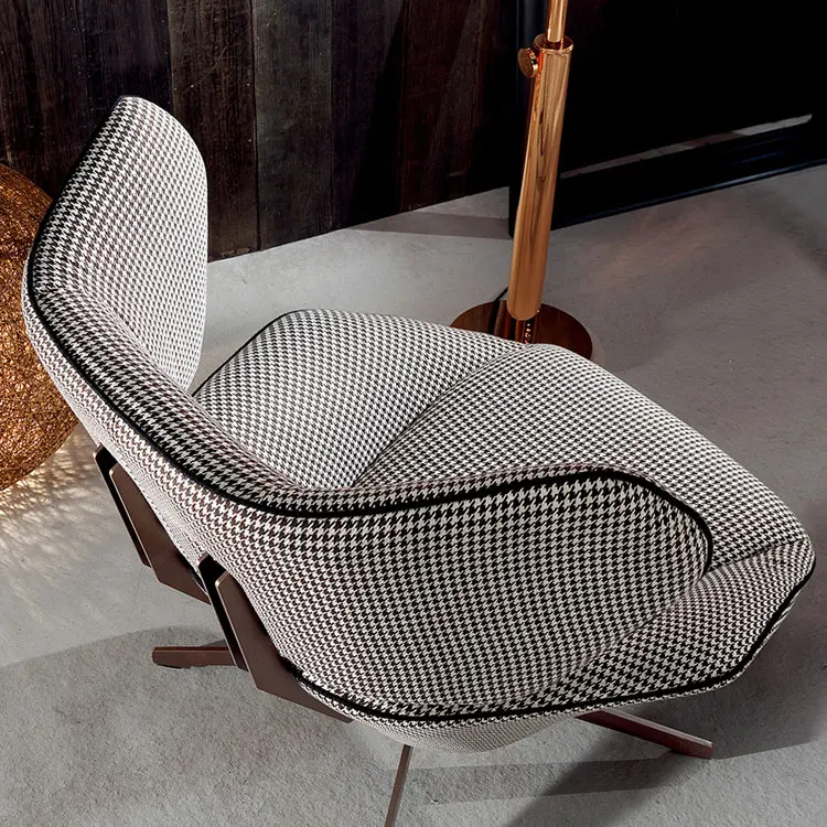 Italy modern style check gingham fabric swift chair with metal leg