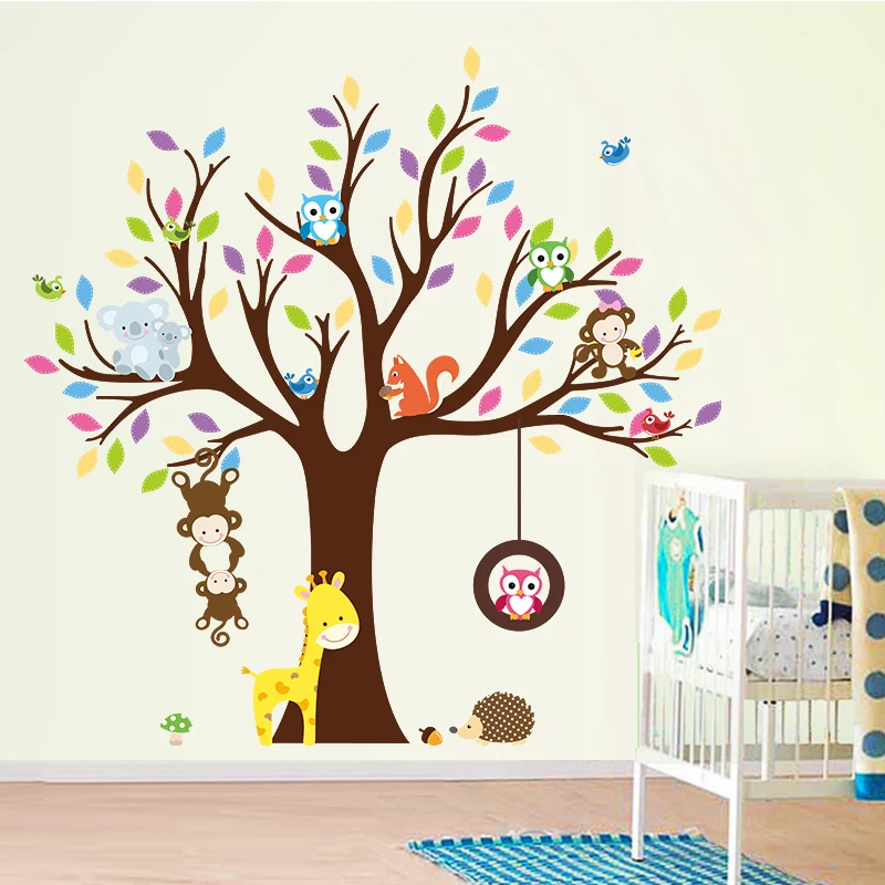 Tree Kids Stickers Removable Family Vinyl Colorful Wall Stickers Kids Bedroom,Home Decorative Kids Wall Stickers Tree