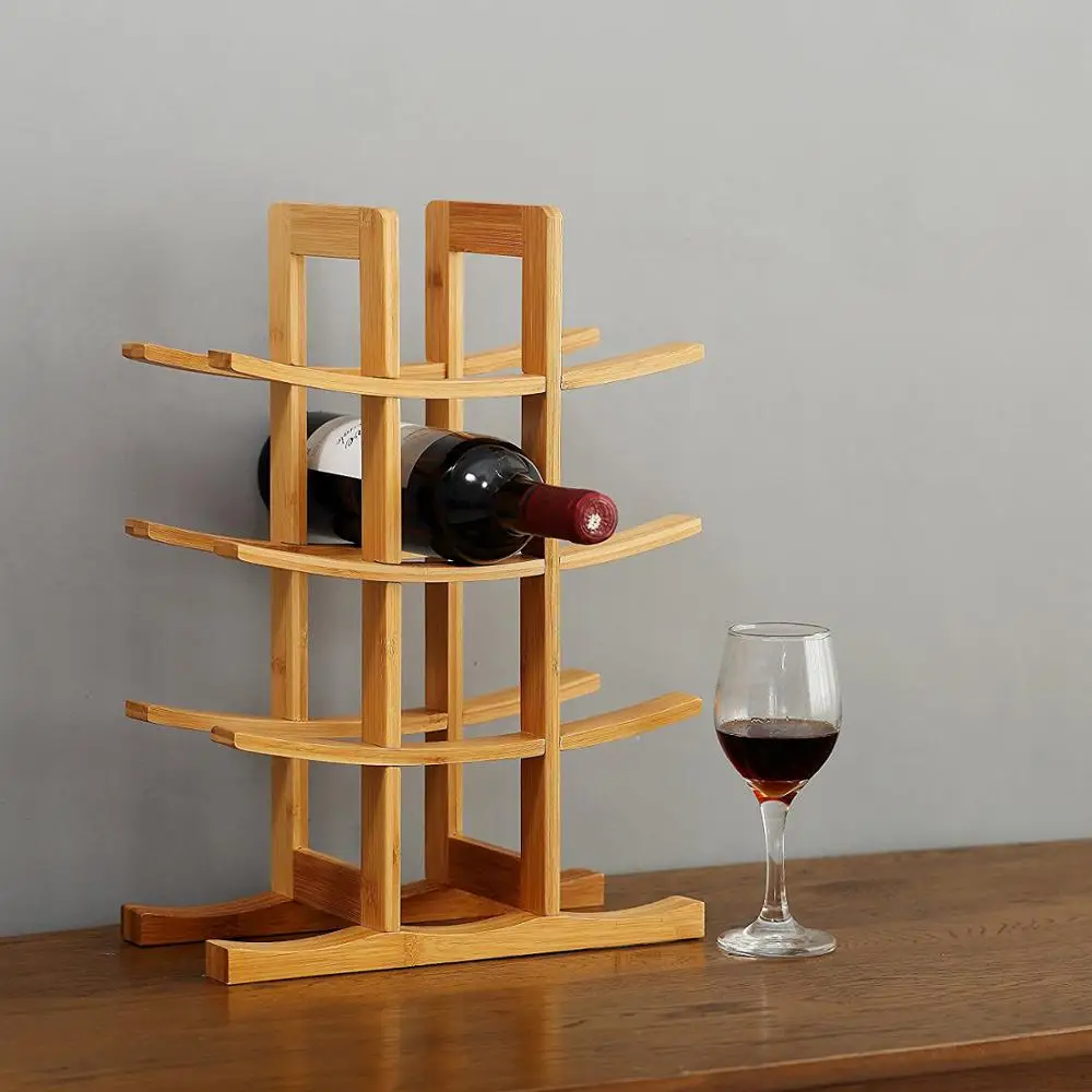
12 Bottle Bamboo Wine Rack Home Collection wood wine display stand 