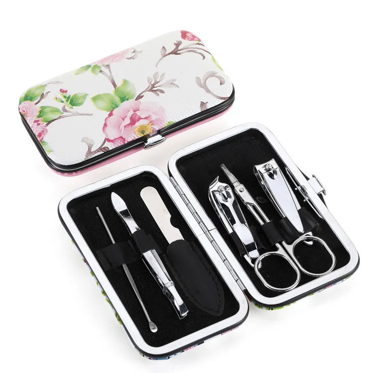 6 Pieces Flower Nail Care Tools Kit Steel Manicure Pedicure Set for Woman
