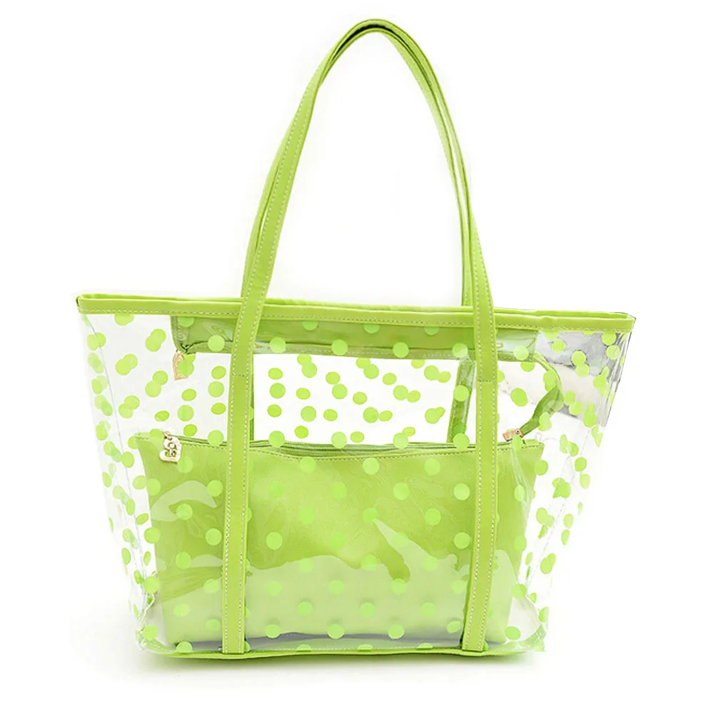 Women Fashion Luxury waterproof Jelly Tote  Clear PVC Beach Bag