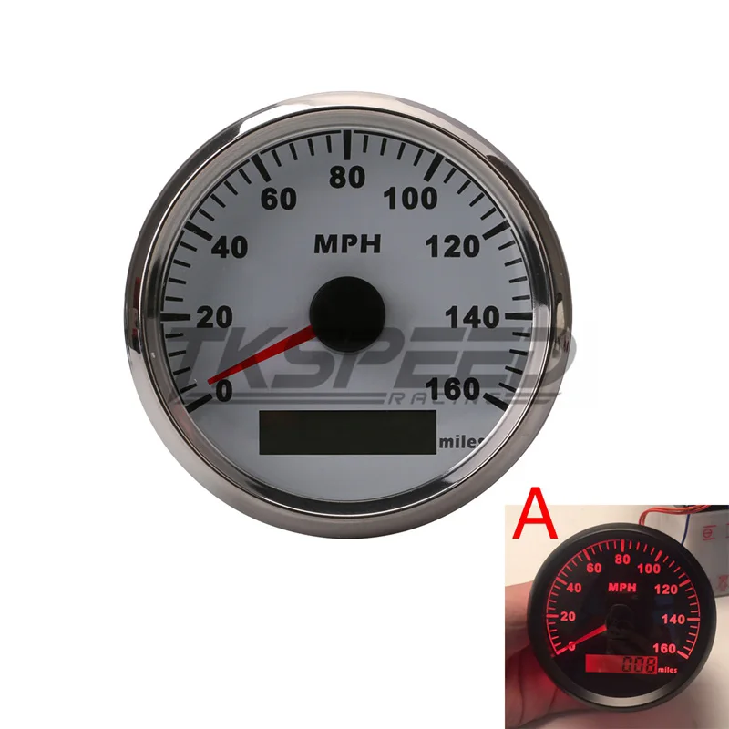 
GPS 12V 24V Universal MPH Speedometer Odometer Black Background For ATV UTV Motorcycle Marin 
