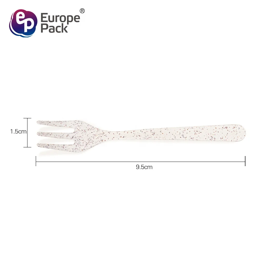 Best seller nature color wheat straw PP Biodegradable dessert mini plastic fork