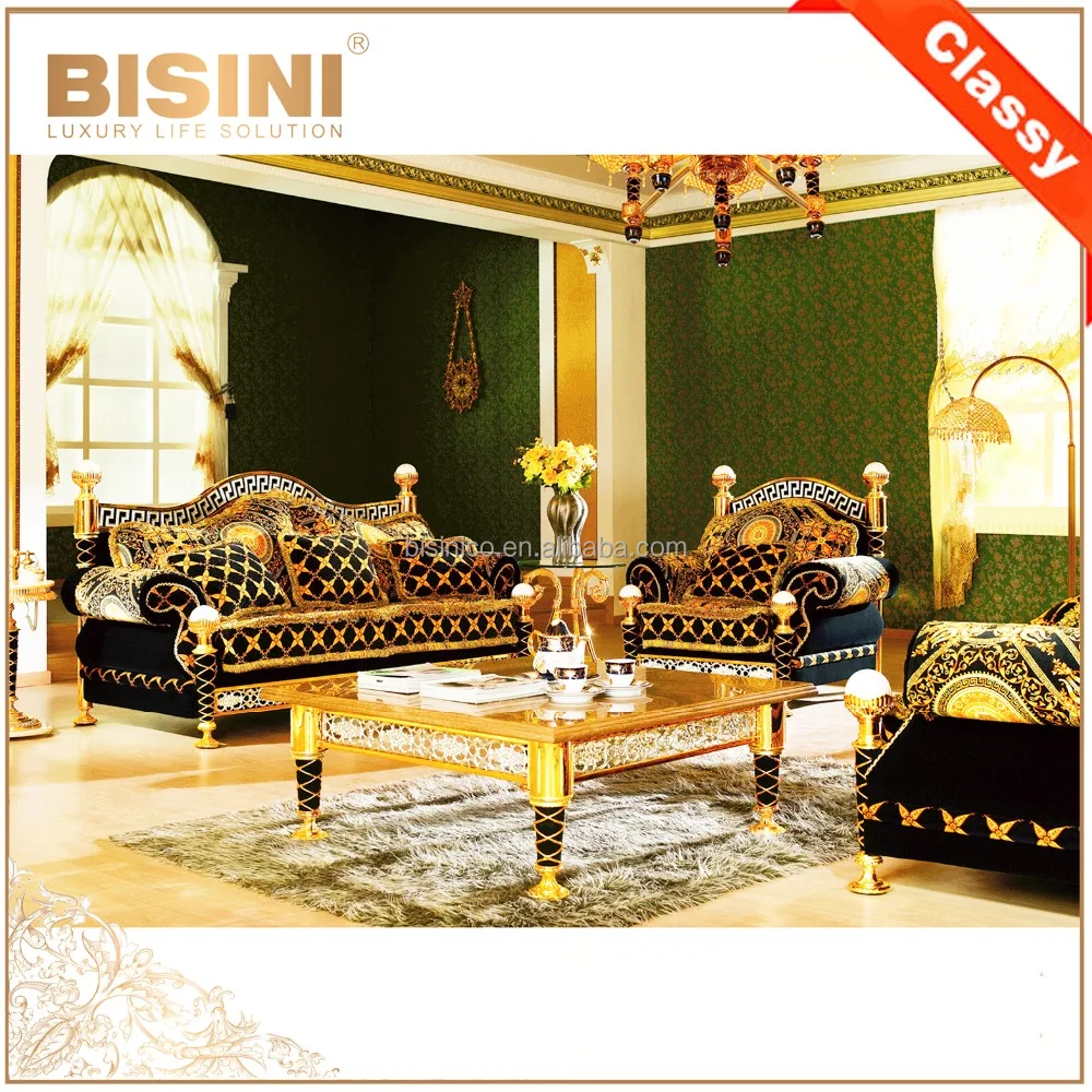 French Rococo Collection Louis XV 18/24K Gold Plated Living Room Furniture Sofa Set/ European Royal Gilded Sectional Sofa Set