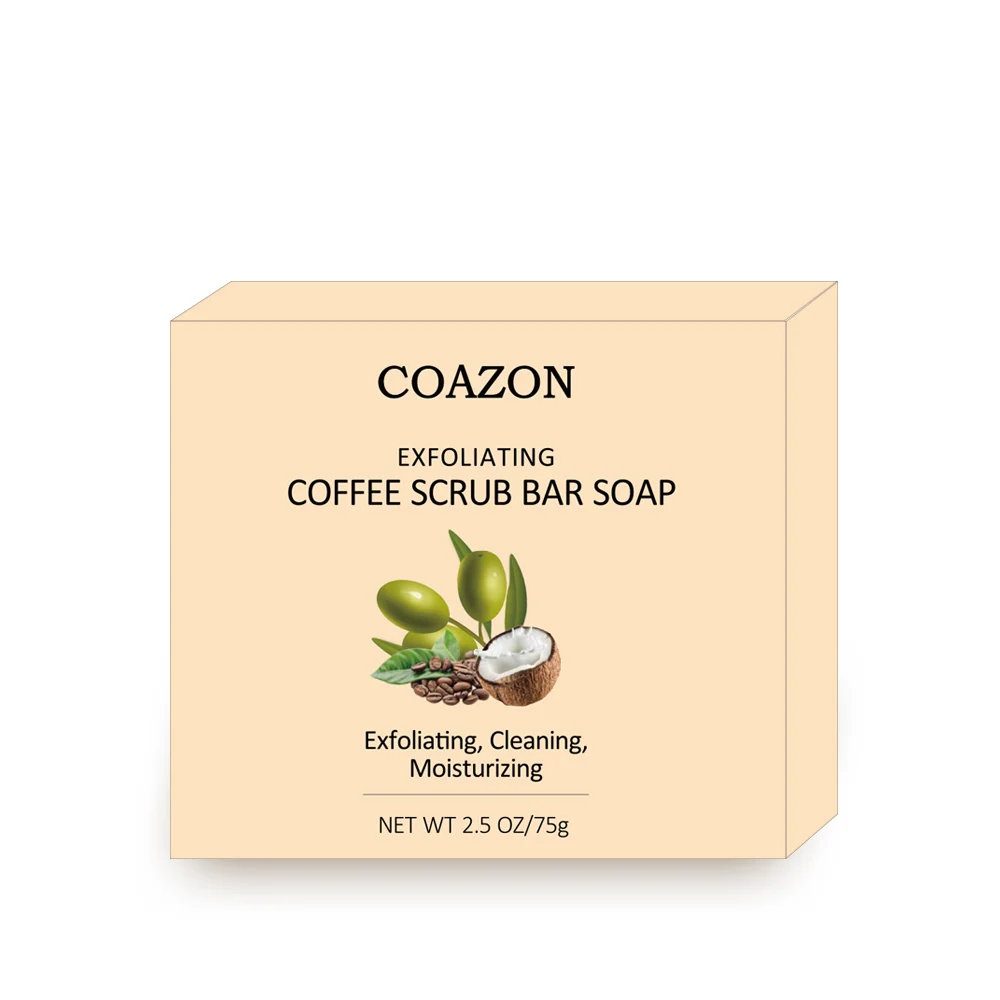 Private label Natural Exfoliating Coffee body Scrub bar Soap  Daily Exfoliating Face and Body Cleanser 75g OEM