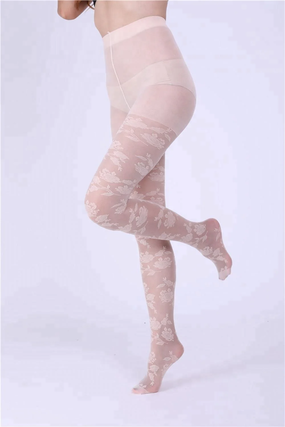 Custom Design Super Elastic Sexy Jacquard Soft Silk Stockings