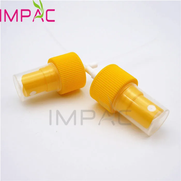  24 мм пластиковая желтая парфюмный насосный с крышкой для пластиковые флаконы духов