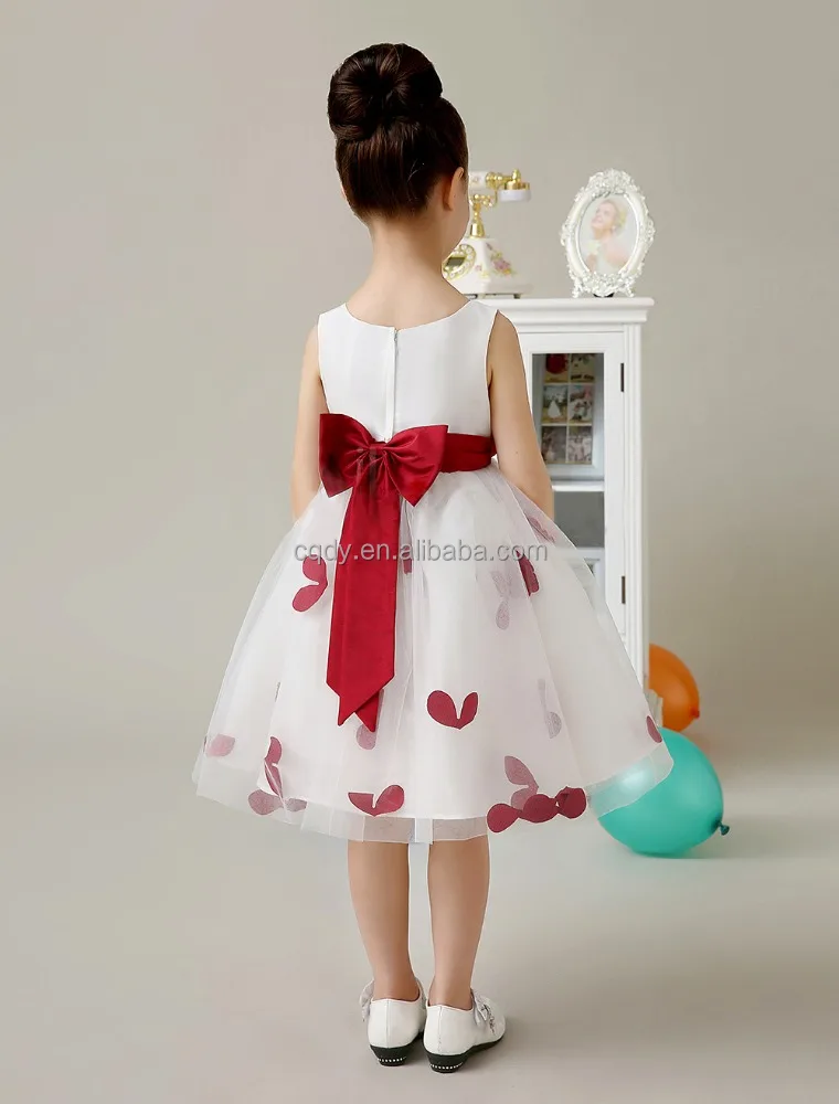 Sleeveless Wine Red One Piece Girls Party Dresses with Flower New Model Casual Long Dresses
