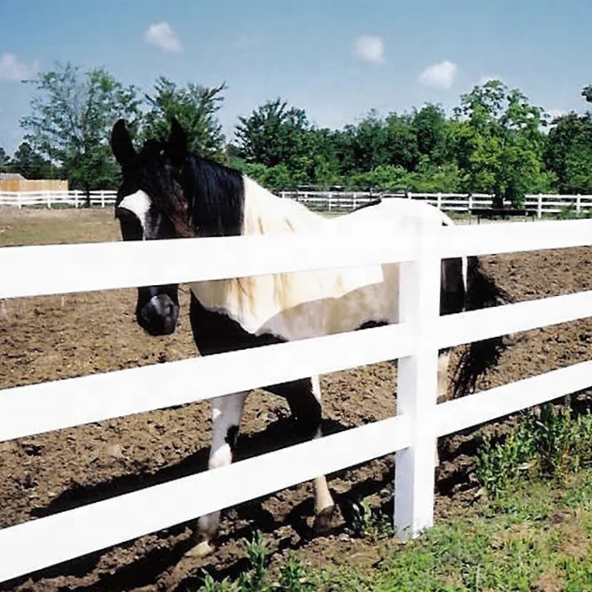 Good quality PVC Vinyl Livestock Fence Cross Rail Horse Fence