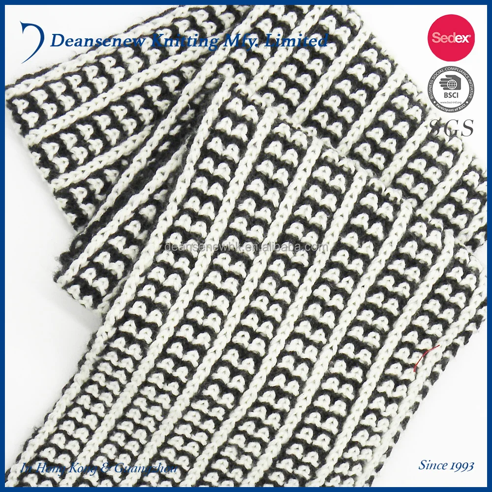 2024  factory  manufacture Fashion high quality  scarf 60% Cotton 30% Nylon 10% Lambswool 2-Tone Texture Knitted Scarf Muffler