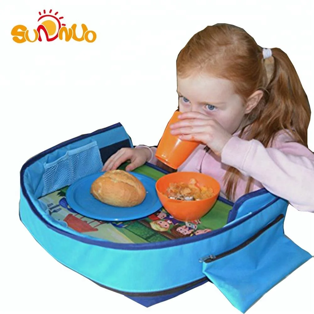 Toddler/infant Waterproof car seat Travel snack Tray with mesh pockets