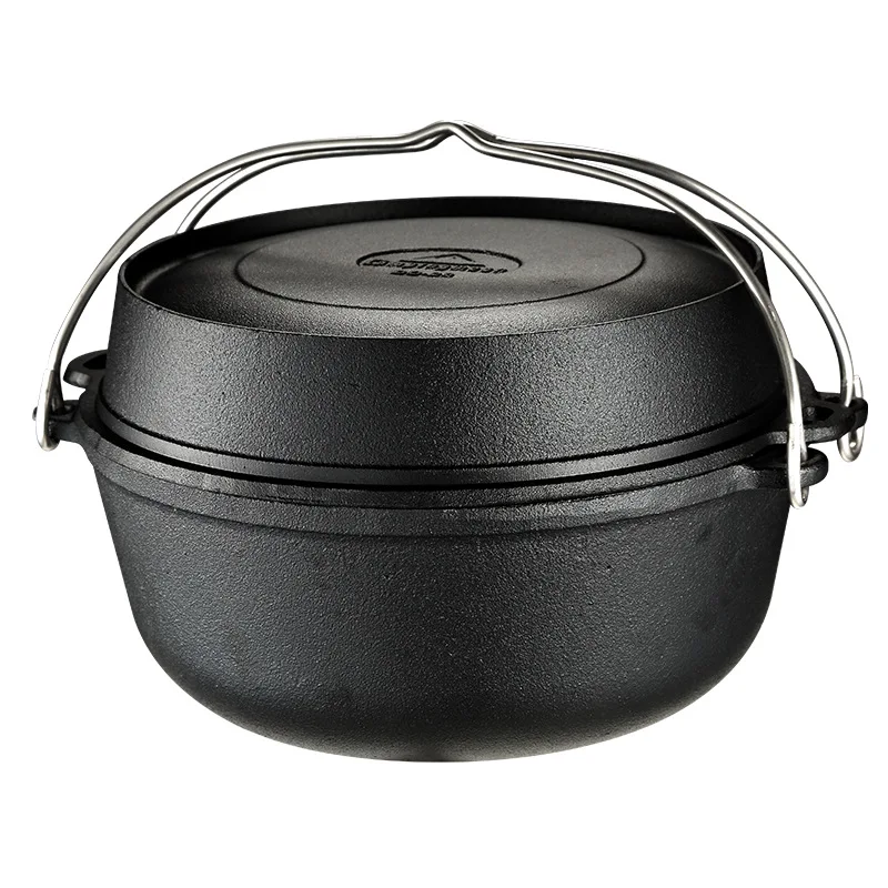 
High quality stock pot & frying pot outdoors camping hanging cast iron dutch oven set 