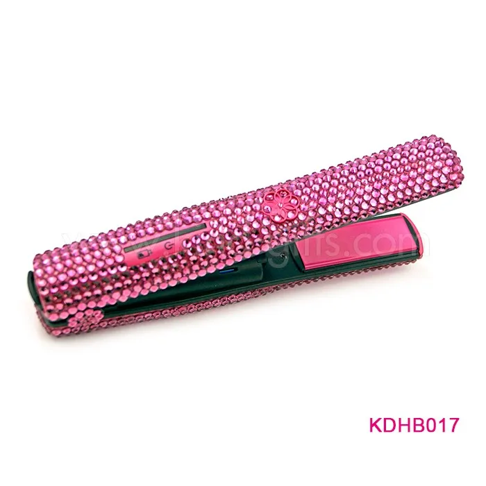 Новинка 2018 беспроводной портативный выпрямитель для волос ярко-розового цвета со стразами