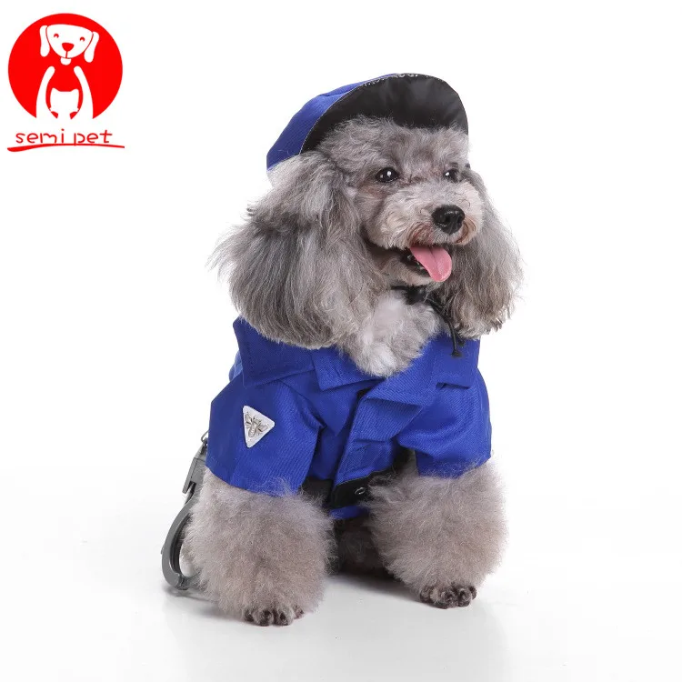 Pet Dog Cat Costumes Cool Police Uniform Coat Halloween Cosplay Clothes For Puppy Dogs Theme Party Dressing Up