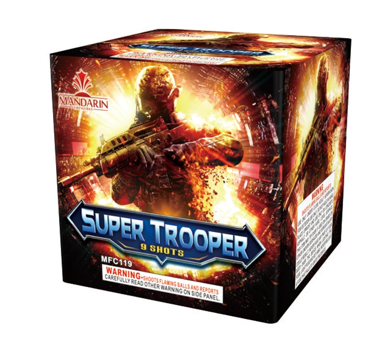 Pyrotechnic super big burst 9 shots cake fireworks battery aerial finales for celebration fireworks