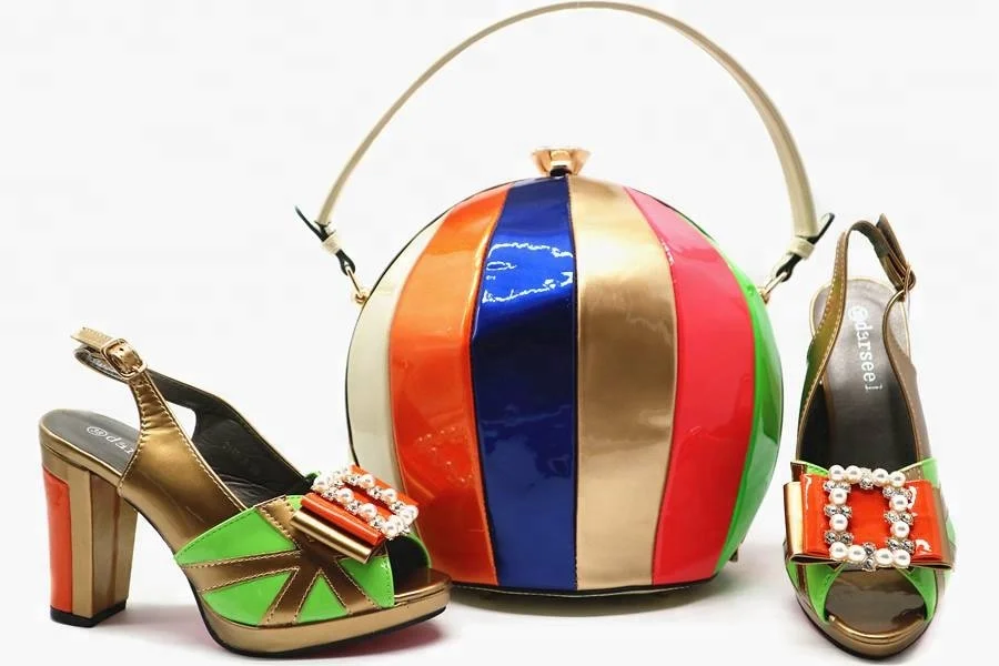 AB5342 Luxury Quality Custom High Heel and Italian Leather Matching Bag Set Italian Shoes and Bag Set