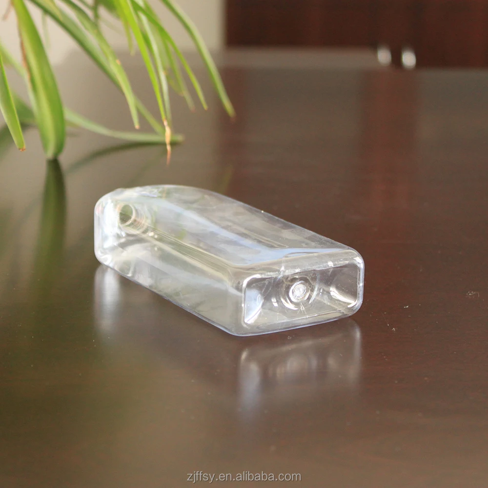 New product flat shape transparent shampoo plastic bottle