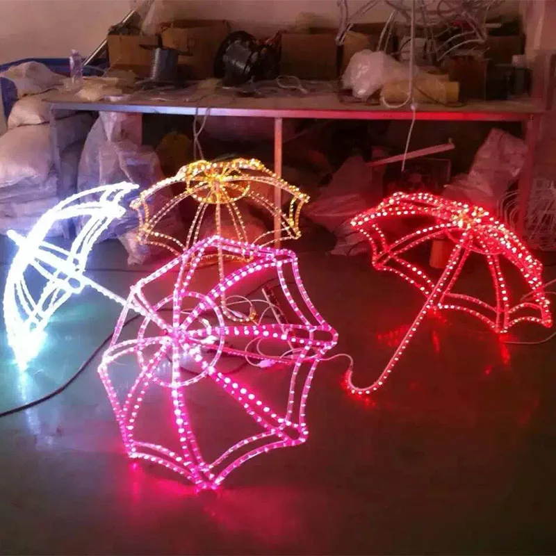 3D umbrella pole mounted Christmas decoration LED motif light