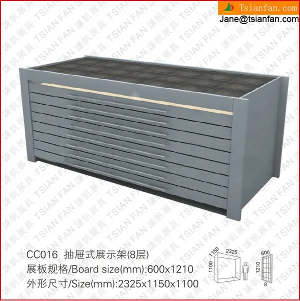 Cement tile Drawer display rack for Showroom