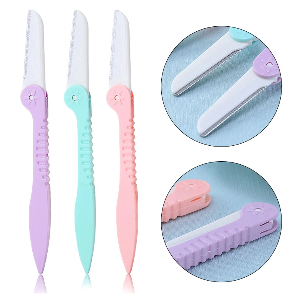 lameila Best seller colorful eyebrow 3pcs shaping tool eyebrow knives 3 pcs kit eyebrow razor A0369