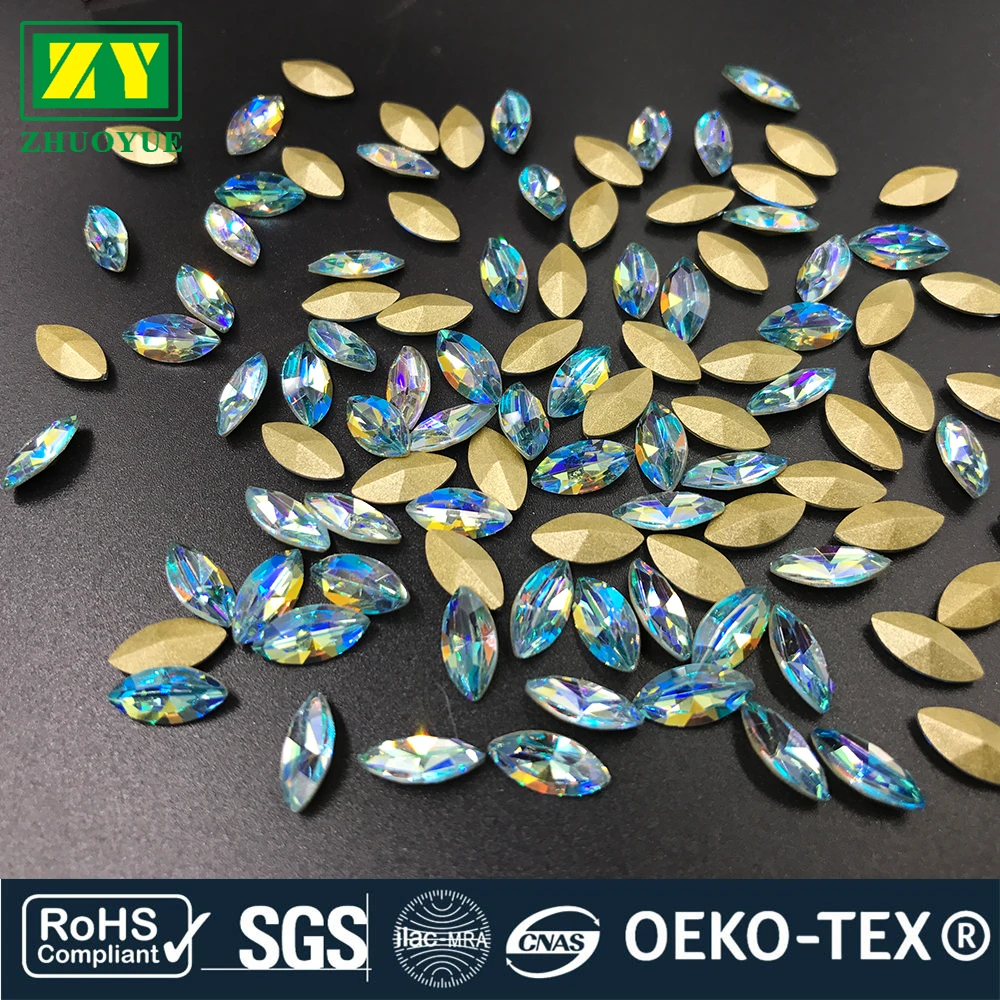 5*10mm Oval Top quality crystal k9 Material Cut fancy non hot fix rhinestone fashion accessories factory