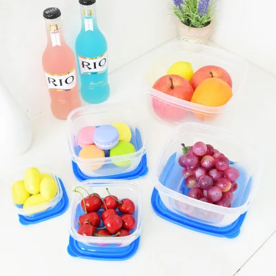 5 PCS Kitchen Refrigerator Organization Microwavable Plastic Food Storage Container Set