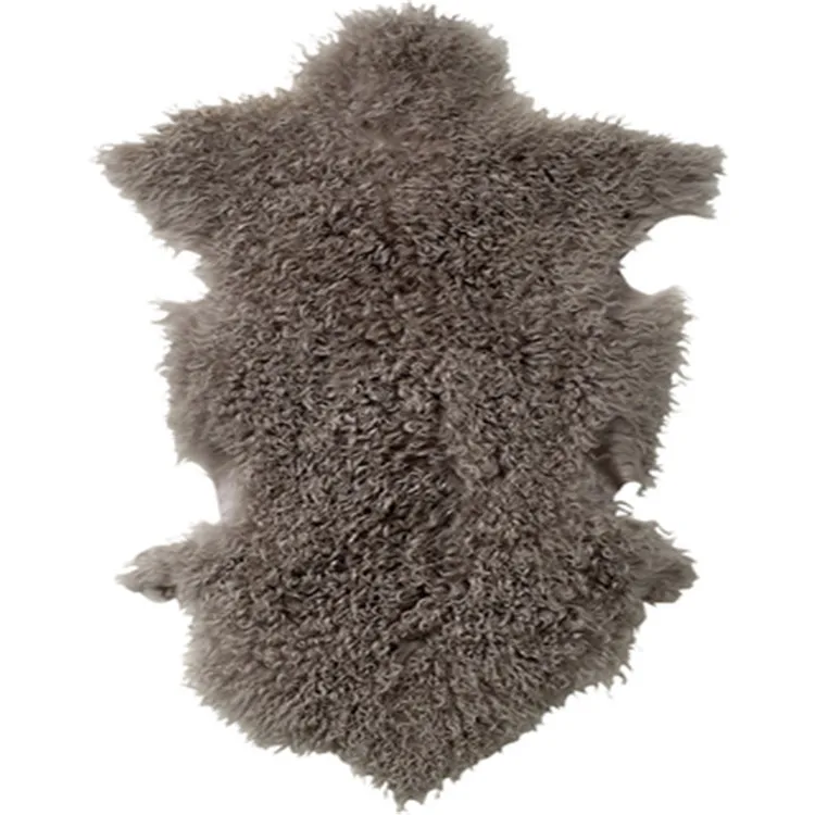 High quality purple brown grey white single wholeskin Mongolian lamb fur plate real sheepskin hide