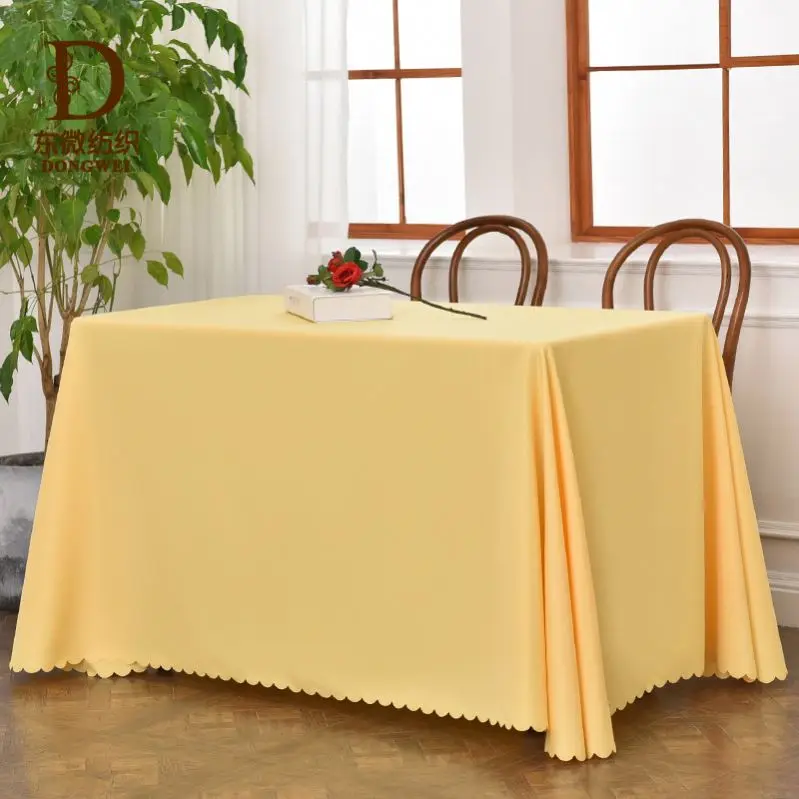 Factory cheap polyester rectangle white tablecloth for weddings party