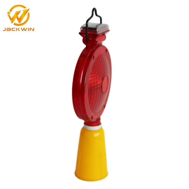 Flash Solar Powered LED Traffic Cone Warning Light, Road Safety Barricade Light