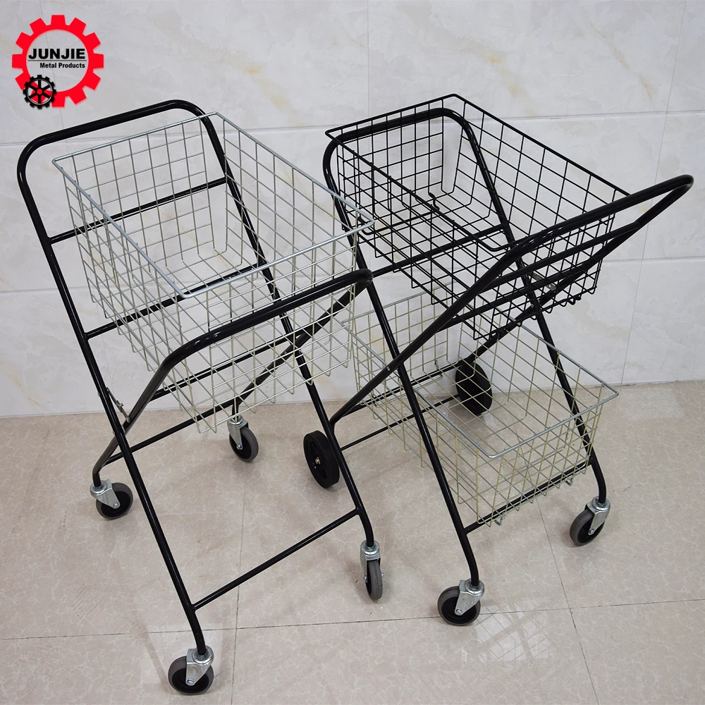 2017 metal folding tennis ball teaching storage cart with four wheels